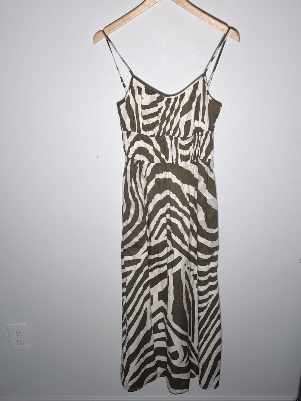 Rails Fatima Olive & Cream Zebra-Print Maxi Dress with Spaghetti Straps - Picture 5 of 14